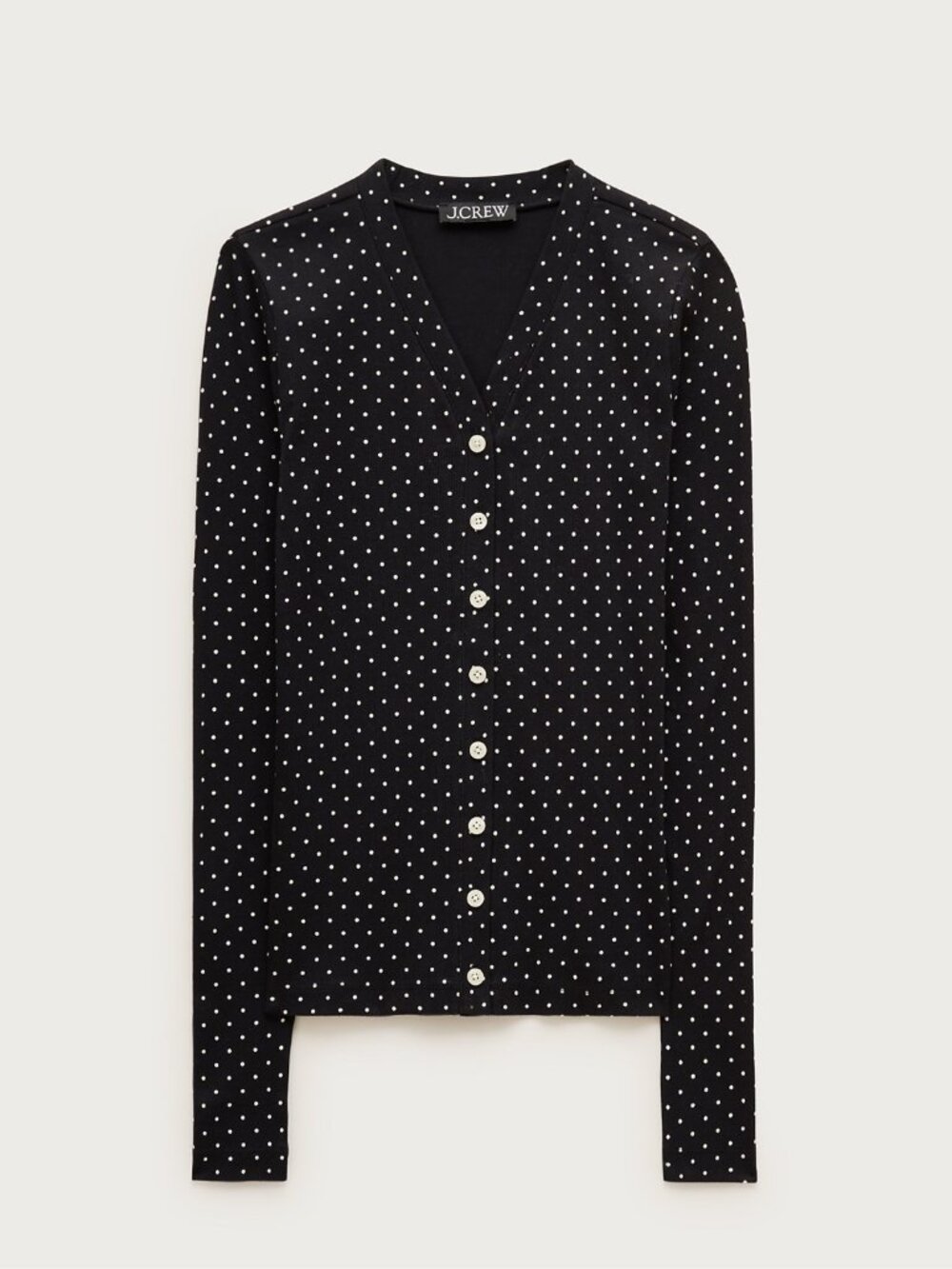 J.Crew Cotton Cardigan Black Polka Dot Button Front NWT XS